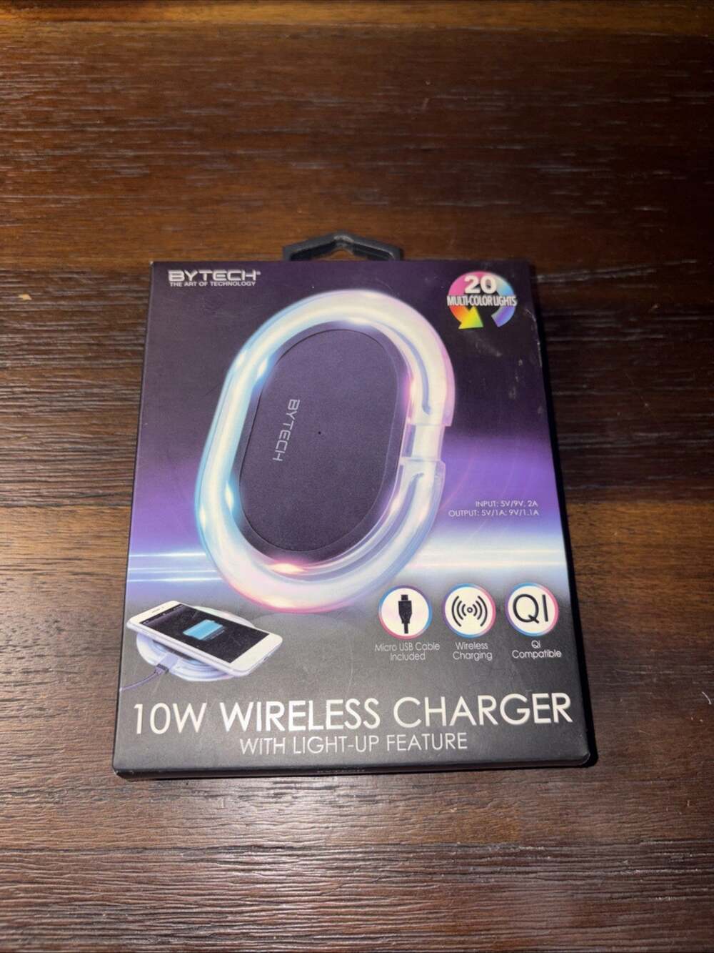 Bytech 10W Wireless Charger Qi LED Light-Up Charging Pad for iPhone Samsung NEW